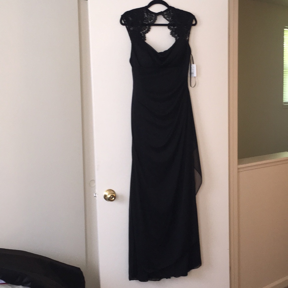 David’s Bridal Xscape Cap Sleeve Black Dress